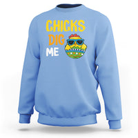 Easter Day Sweatshirt Chicks Dig Me Funny Baby Chicken - Wonder Print Shop