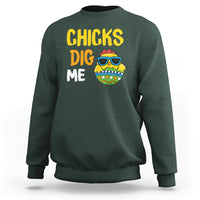 Easter Day Sweatshirt Chicks Dig Me Funny Baby Chicken - Wonder Print Shop