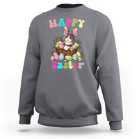 Easter Day Sweatshirt Cute Cat Bunny Costume Egg Basket - Wonder Print Shop