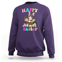 Easter Day Sweatshirt Cute Cat Bunny Costume Egg Basket - Wonder Print Shop