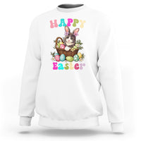 Easter Day Sweatshirt Cute Cat Bunny Costume Egg Basket - Wonder Print Shop