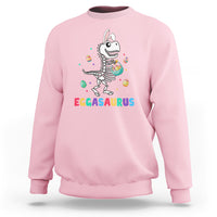 Easter Day Sweatshirt Eggasaurus Stegosaurus Dinosaur Egg Bunny - Wonder Print Shop