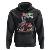 Happy Easter Day Hoodie Bunny Dinosaur Riding Monster Truck Hunting Egg - Wonder Print Shop