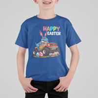Happy Easter Day T Shirt For Kid Bunny Dinosaur Riding Monster Truck Hunting Egg - Wonder Print Shop