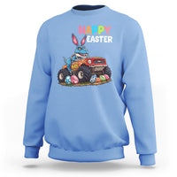 Happy Easter Day Sweatshirt Bunny Dinosaur Riding Monster Truck Hunting Egg - Wonder Print Shop