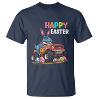 Happy Easter Day T Shirt Bunny Dinosaur Riding Monster Truck Hunting Egg - Wonder Print Shop