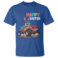 Happy Easter Day T Shirt Bunny Dinosaur Riding Monster Truck Hunting Egg - Wonder Print Shop