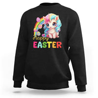 Easter Day Cute Unicorn Bunny Egg Basket Sweatshirt - Wonder Print Shop