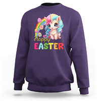 Easter Day Cute Unicorn Bunny Egg Basket Sweatshirt - Wonder Print Shop