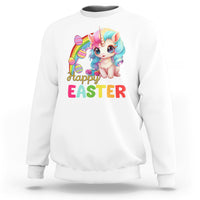 Easter Day Cute Unicorn Bunny Egg Basket Sweatshirt - Wonder Print Shop