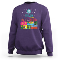 Travel Lover Sweatshirt Hello Word in Different Languages Greetings - Wonder Print Shop