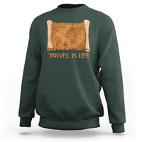Travel is Life Sweatshirt Vintage World Map Traveling - Wonder Print Shop