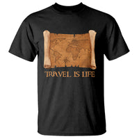 Travel is Life T Shirt Vintage World Map Traveling - Wonder Print Shop