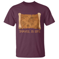 Travel is Life T Shirt Vintage World Map Traveling - Wonder Print Shop