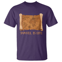 Travel is Life T Shirt Vintage World Map Traveling - Wonder Print Shop