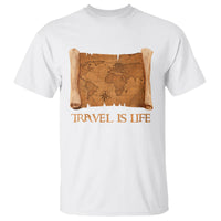 Travel is Life T Shirt Vintage World Map Traveling - Wonder Print Shop