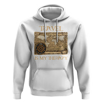 Travel Is My Therapy Hoodie Vintage World Map Traveling - Wonder Print Shop