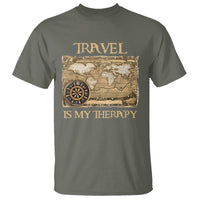 Travel Is My Therapy T Shirt Vintage World Map Traveling - Wonder Print Shop