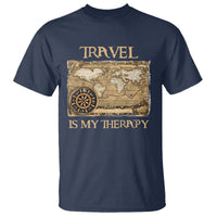Travel Is My Therapy T Shirt Vintage World Map Traveling - Wonder Print Shop