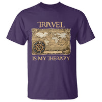 Travel Is My Therapy T Shirt Vintage World Map Traveling - Wonder Print Shop