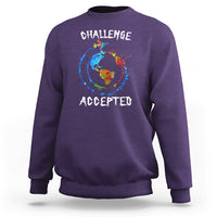 Travel Lover Sweatshirt Challenge Accepted World Map Traveling - Wonder Print Shop