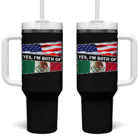 Mexican American Tumbler With Handle Yes I'm Both Of Them USA Mexico Flag Hispanic