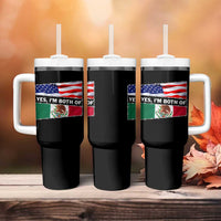 Mexican American Tumbler With Handle Yes I'm Both Of Them USA Mexico Flag Hispanic