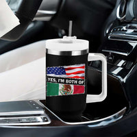 Mexican American Tumbler With Handle Yes I'm Both Of Them USA Mexico Flag Hispanic