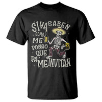 Funny Mexican Drinking T Shirt Si ya saben como me pongo pa' que me invitan Drunk Skeleton - Wonder Print Shop