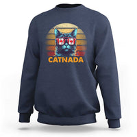 Canadian Cat Lover Sweatshirt Catnada Retro Cat Canada Flag Sunglass - Wonder Print Shop