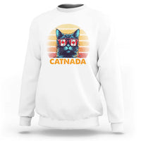 Canadian Cat Lover Sweatshirt Catnada Retro Cat Canada Flag Sunglass - Wonder Print Shop