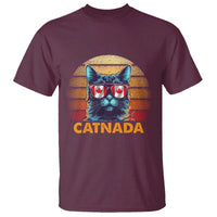 Canadian Cat Lover T Shirt Catnada Retro Cat Canada Flag Sunglass - Wonder Print Shop