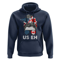 American Canadian Hoodie US EH Messy Bun USA Canada Flag - Wonder Print Shop
