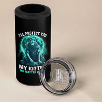 Funny Alpha Wolf 4 in 1 Can Cooler Tumbler I'll Protect You Kitten No Matter What
