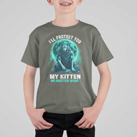 Funny Alpha Wolf T Shirt For Kid I'll Protect You Kitten No Matter What - Wonder Print Shop