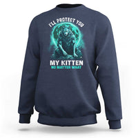 Funny Alpha Wolf Sweatshirt I'll Protect You Kitten No Matter What - Wonder Print Shop