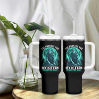 Funny Alpha Wolf Tumbler With Handle I'll Protect You Kitten No Matter What