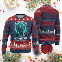 Funny Alpha Wolf Ugly Christmas Sweater I'll Protect You Kitten No Matter What - Wonder Print Shop