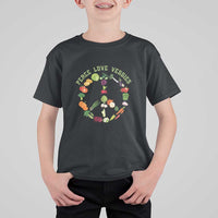 Vegetarian T Shirt For Kid Peace Love Veggies - Wonder Print Shop
