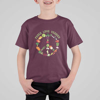 Vegetarian T Shirt For Kid Peace Love Veggies - Wonder Print Shop