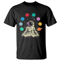 Meditating In Outer Space T Shirt Astronaut Yoga Meditation Position With Solar System Planets - Wonder Print Shop