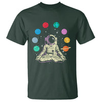 Meditating In Outer Space T Shirt Astronaut Yoga Meditation Position With Solar System Planets - Wonder Print Shop