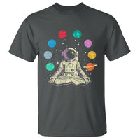 Meditating In Outer Space T Shirt Astronaut Yoga Meditation Position With Solar System Planets - Wonder Print Shop