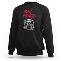 Heavy Metal Sweatshirt Cat Drummer Meowtal Rock Drum Band - Wonder Print Shop