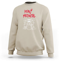 Heavy Metal Sweatshirt Cat Drummer Meowtal Rock Drum Band - Wonder Print Shop