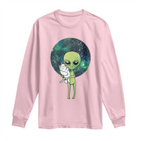 Cute Alien Hugs Cat Long Sleeve Shirt