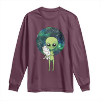 Cute Alien Hugs Cat Long Sleeve Shirt