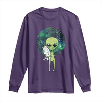 Cute Alien Hugs Cat Long Sleeve Shirt