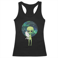 Cute Alien Hugs Cat Racerback Tank Top