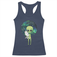 Cute Alien Hugs Cat Racerback Tank Top